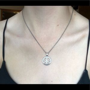 Silver peace sign necklace